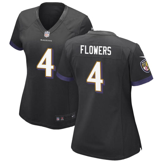 Zay Flowers Baltimore Ravens Nike Women's Alternate Game Jersey - Black